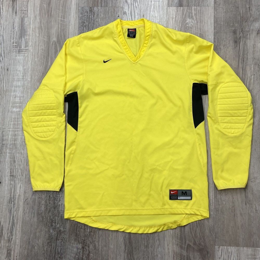 Nike Team Vintage Jersey Goalkeeper Football Soccer Shirt Yellow Men‎ Sz Medium